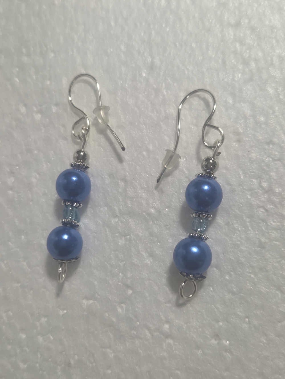 Handcrafted Blue Pearl Bead Drop Earrings - Elegant Women's Jewelry